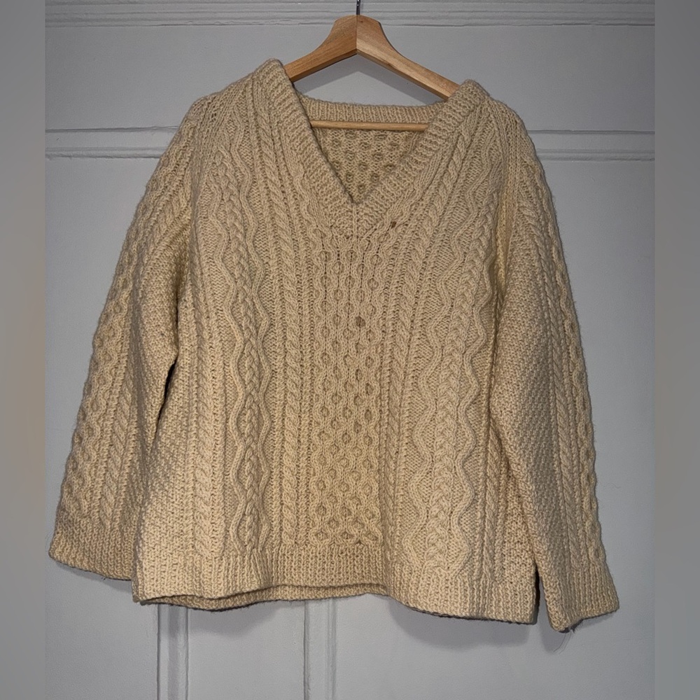 Handmade Wool Knit V-Neck Women's Sweater